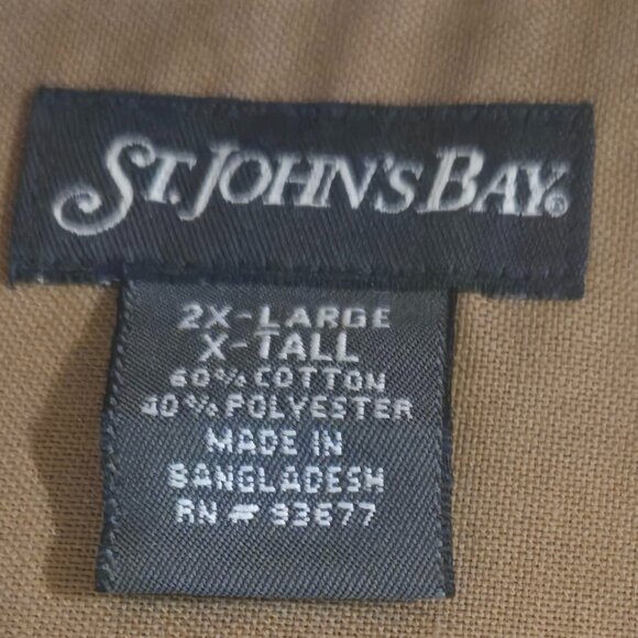 SOLD!St. John's Bay Men's Big and Tall Long Sleeve Button Down 2XLXT Taffy Brown - Picture 5 of 6